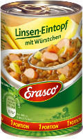 Erasco - 1 Portion - Linsen-Eintopf mit Würstchen 400 g Dose